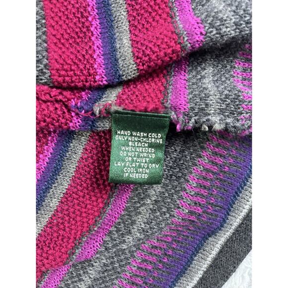 Ralph Lauren Womens Waterfall Cardigan 1X Multicolor Linen Blend Purple Red Boho - Picture 8 of 9